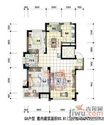 天成领寓1室1厅1卫50.8㎡户型图