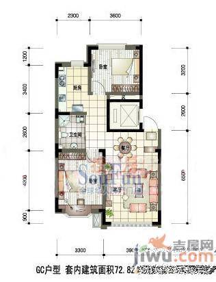 天成领寓1室1厅1卫50.8㎡户型图