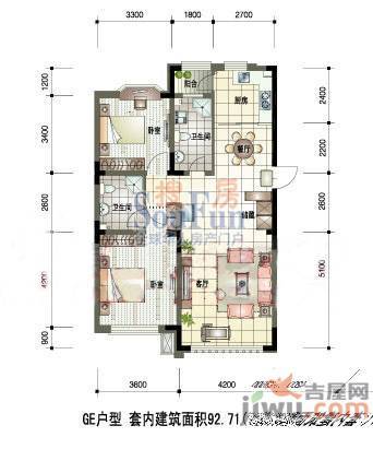 天成领寓1室1厅1卫50.8㎡户型图