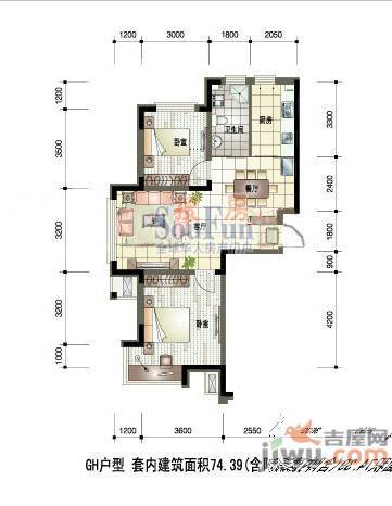 天成领寓1室1厅1卫50.8㎡户型图