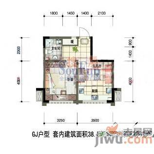 天成领寓1室1厅1卫50.8㎡户型图