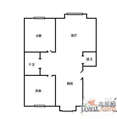 新城小区2室1厅1卫52㎡户型图