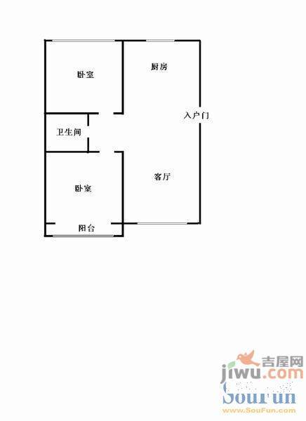 新城小区2室1厅1卫52㎡户型图