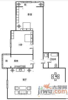 新城小区2室1厅1卫52㎡户型图