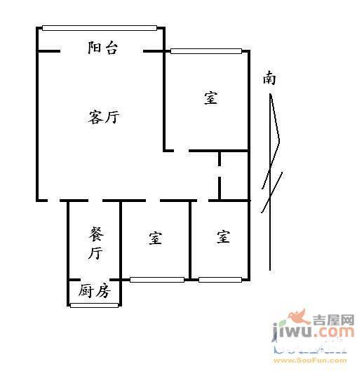 乐园小区3室2厅1卫户型图