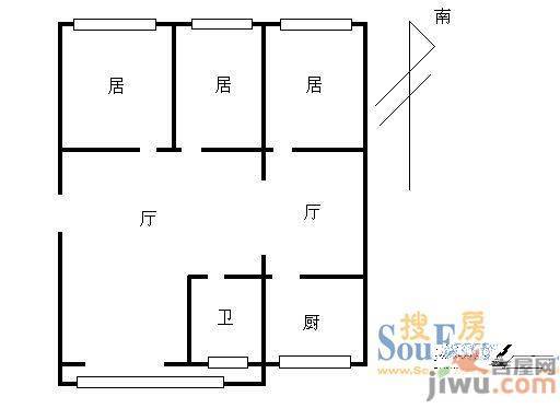 乐园小区3室2厅1卫户型图