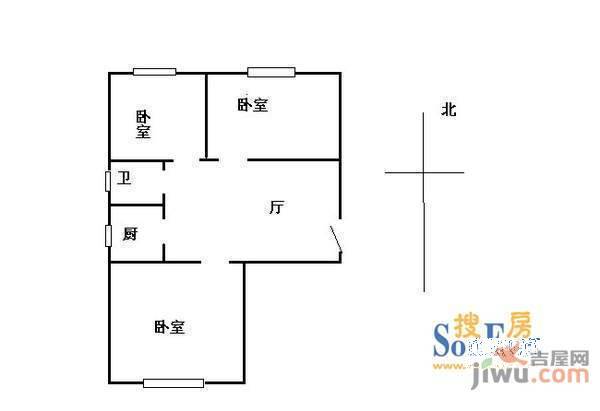 亚泰大街回迁小区2室1厅1卫户型图