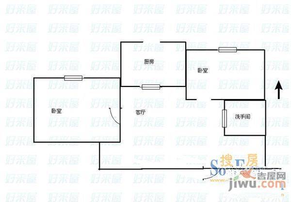 亚泰大街回迁小区2室1厅1卫户型图