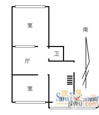 万顺小区2室1厅1卫54.4㎡户型图