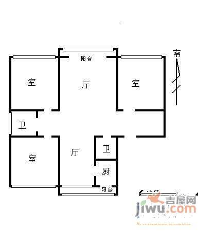 休干小区3室2厅2卫150㎡户型图