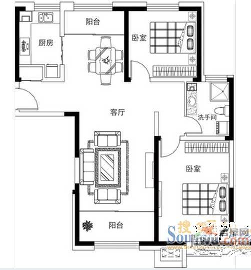 彩虹园2室1厅1卫户型图