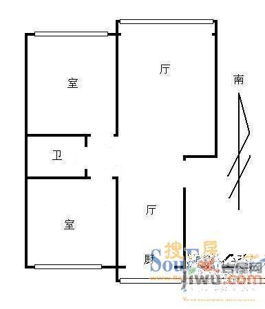 荣盛花园2室1厅1卫81.9㎡户型图