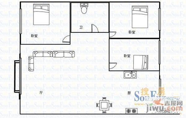 文昌苑3室1厅1卫户型图