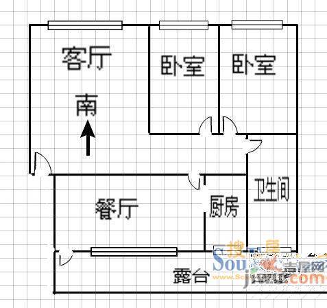 热电三区2室2厅1卫户型图