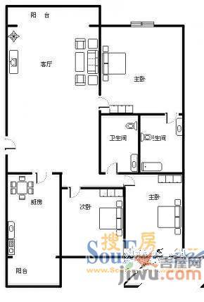 热电三区2室2厅1卫户型图