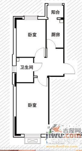 复地东城国际2室1厅1卫56.9㎡户型图