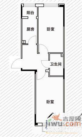 复地东城国际2室1厅1卫74.4㎡户型图