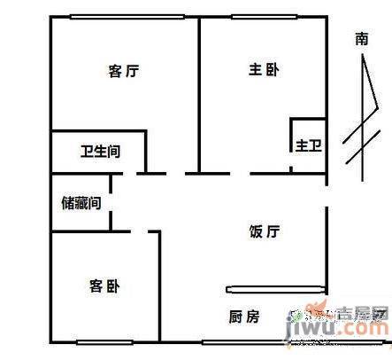 丽江花园2室1厅1卫户型图