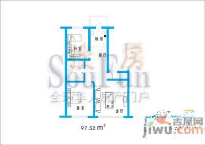 枫桦美地2室2厅1卫97.5㎡户型图