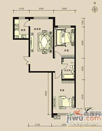 浦东新城2室2厅0卫83.3㎡户型图