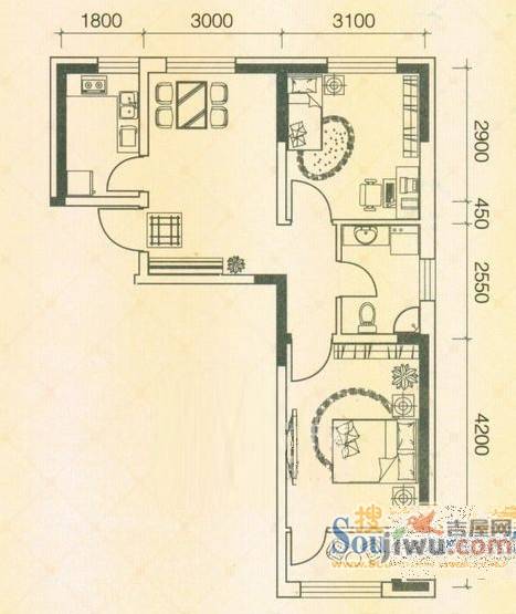 宜家观澜2室1厅1卫70㎡户型图