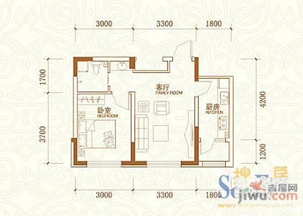 腾飞时代1室1厅0卫54㎡户型图