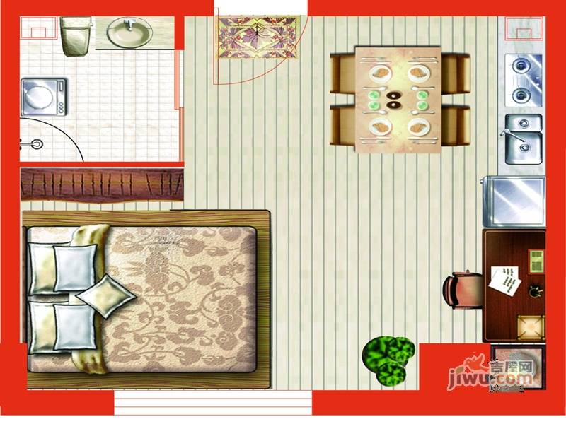 高新怡众名城1室1厅1卫43㎡户型图