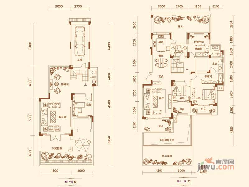 康诗丹郡2室2厅2卫145㎡户型图