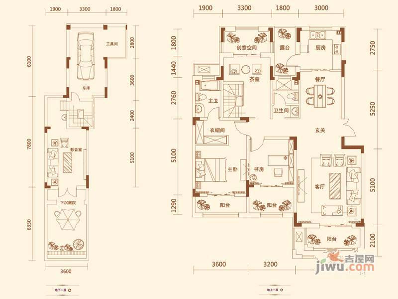 康诗丹郡2室2厅2卫145㎡户型图