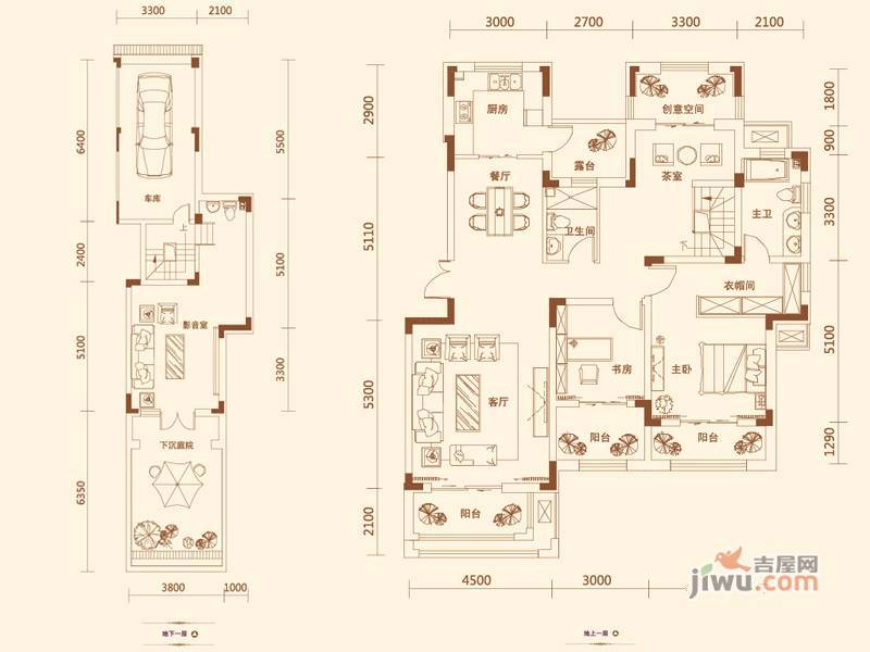 康诗丹郡2室2厅2卫151㎡户型图