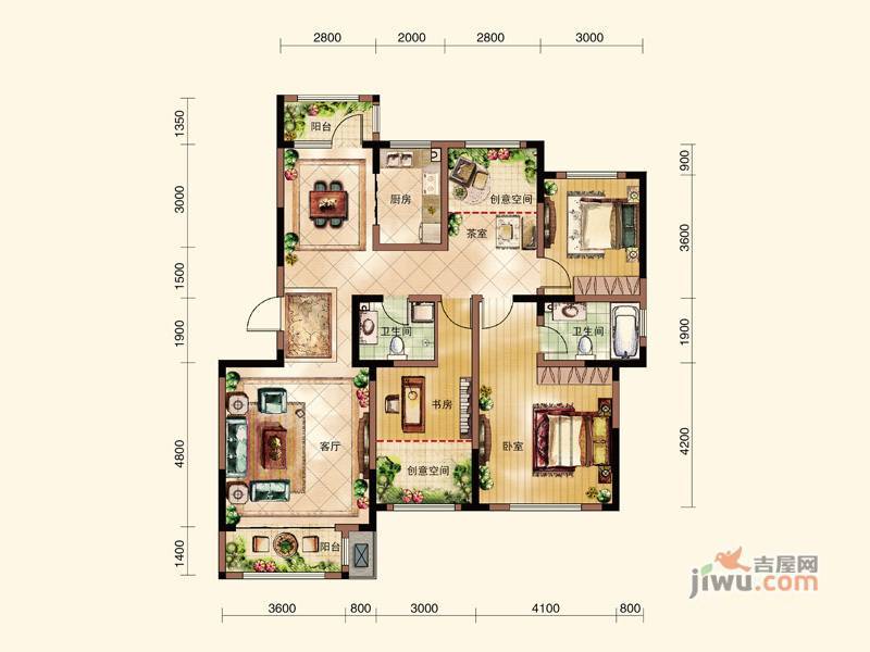 康诗丹郡4室2厅2卫149㎡户型图