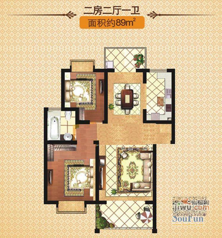 银河生态花园3室2厅2卫132㎡户型图