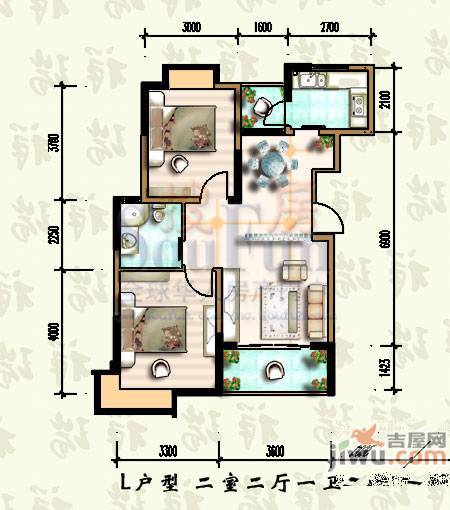 祥瑞蓝堡国际公寓2室2厅1卫82.8㎡户型图