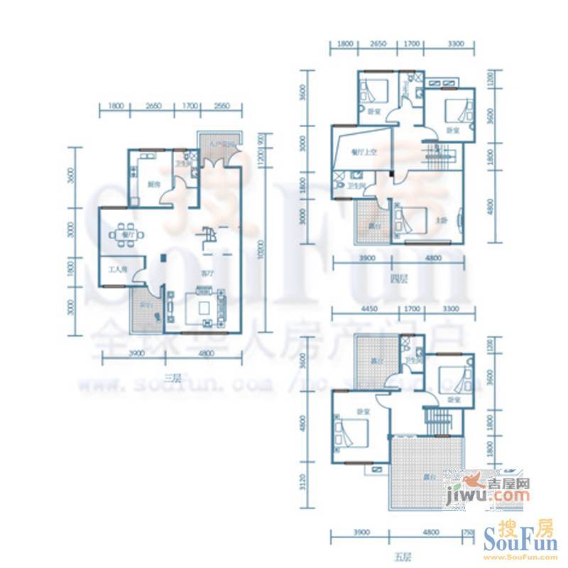 青云佳苑别墅6室2厅4卫218.3㎡户型图