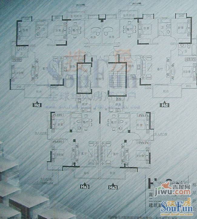 万达星城3室2厅2卫113㎡户型图