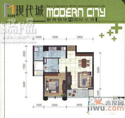 正荣红谷现代城1室1厅1卫户型图