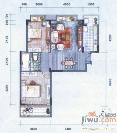 沿海丽水佳园2室2厅1卫89㎡户型图