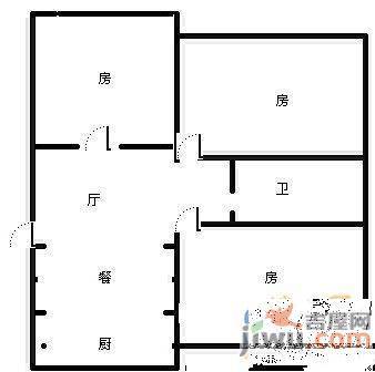 京东小区G区2室1厅1卫71㎡户型图