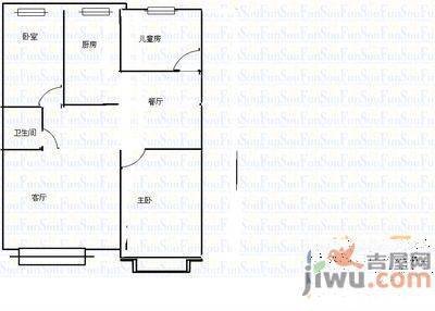 京东小区F区3室2厅2卫98㎡户型图