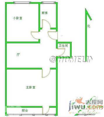 京东小区F区3室2厅2卫98㎡户型图