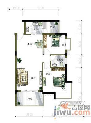 京东小区F区3室2厅2卫98㎡户型图