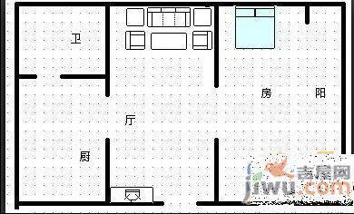 渊明北路2室1厅1卫53㎡户型图