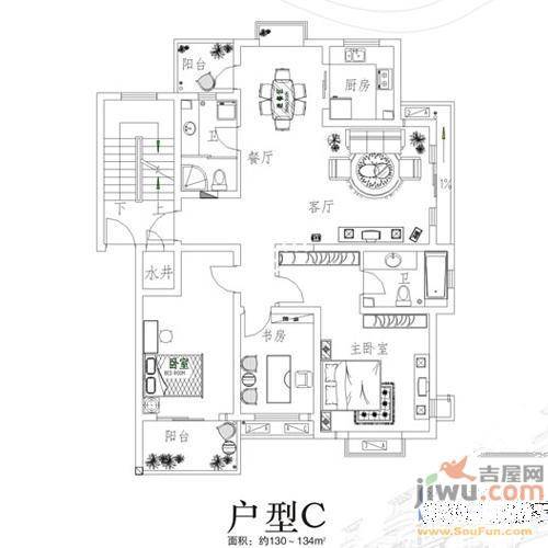 江铜花苑2室2厅1卫99㎡户型图