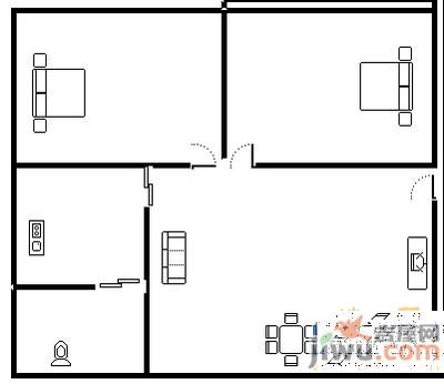 贤士二路2室2厅1卫71㎡户型图