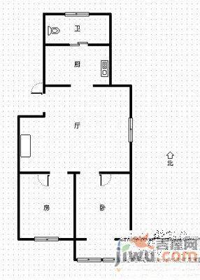 贤士二路2室2厅1卫71㎡户型图