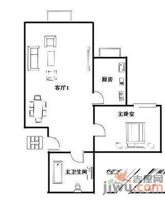 民德路1室1厅1卫户型图