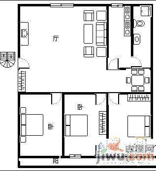 二七北路2室1厅1卫65㎡户型图