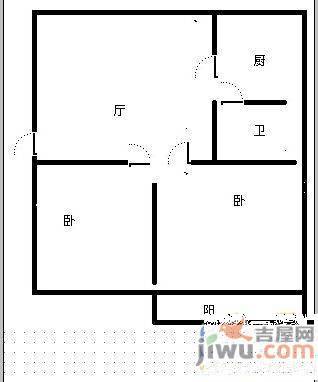 青山路小区2室2厅1卫84㎡户型图