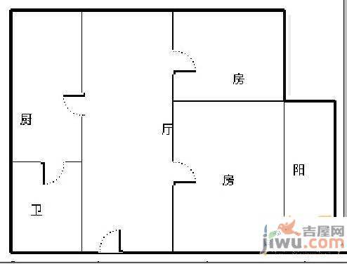 青山路小区2室2厅1卫84㎡户型图