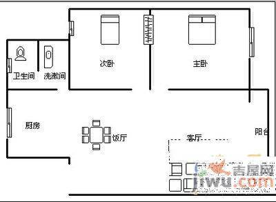 青山路小区2室2厅1卫84㎡户型图